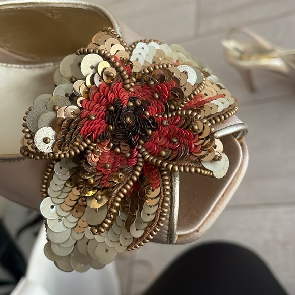 Sergio Rossi platform heel floral sequin toe Y2K vintage square toe gorgeous 9.5 - Picture 10 of 14